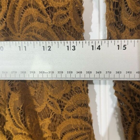 Free People brown lace puff sleeve minidress S boho romantic cottagecore witchy - Picture 5 of 8